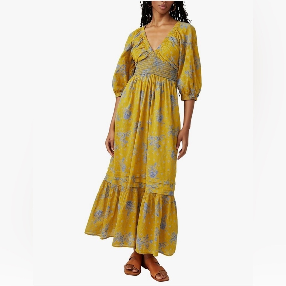 Free People golden hour Yellow Floral Maxi Dress